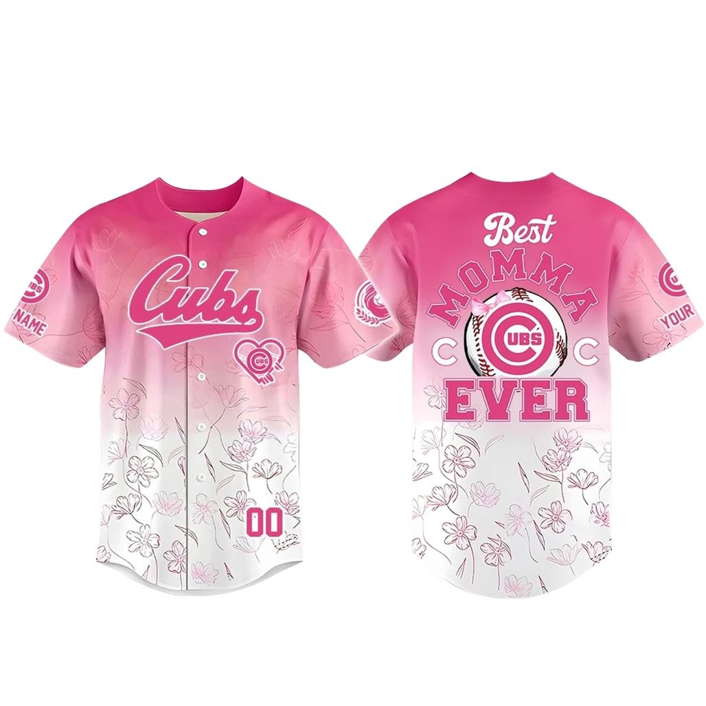 Custom Name and Number Chicago Cubs Happy Mother’s Day 2026 Pink Baseball Jersey