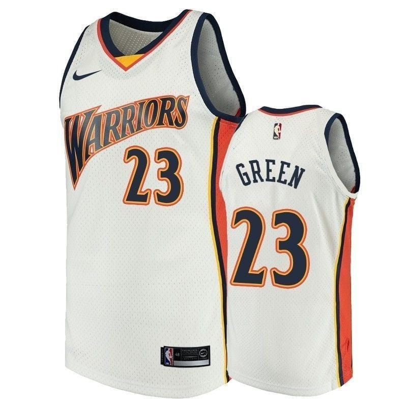 Men's Golden State Warriors Draymond Green #23 White Throwback Jersey