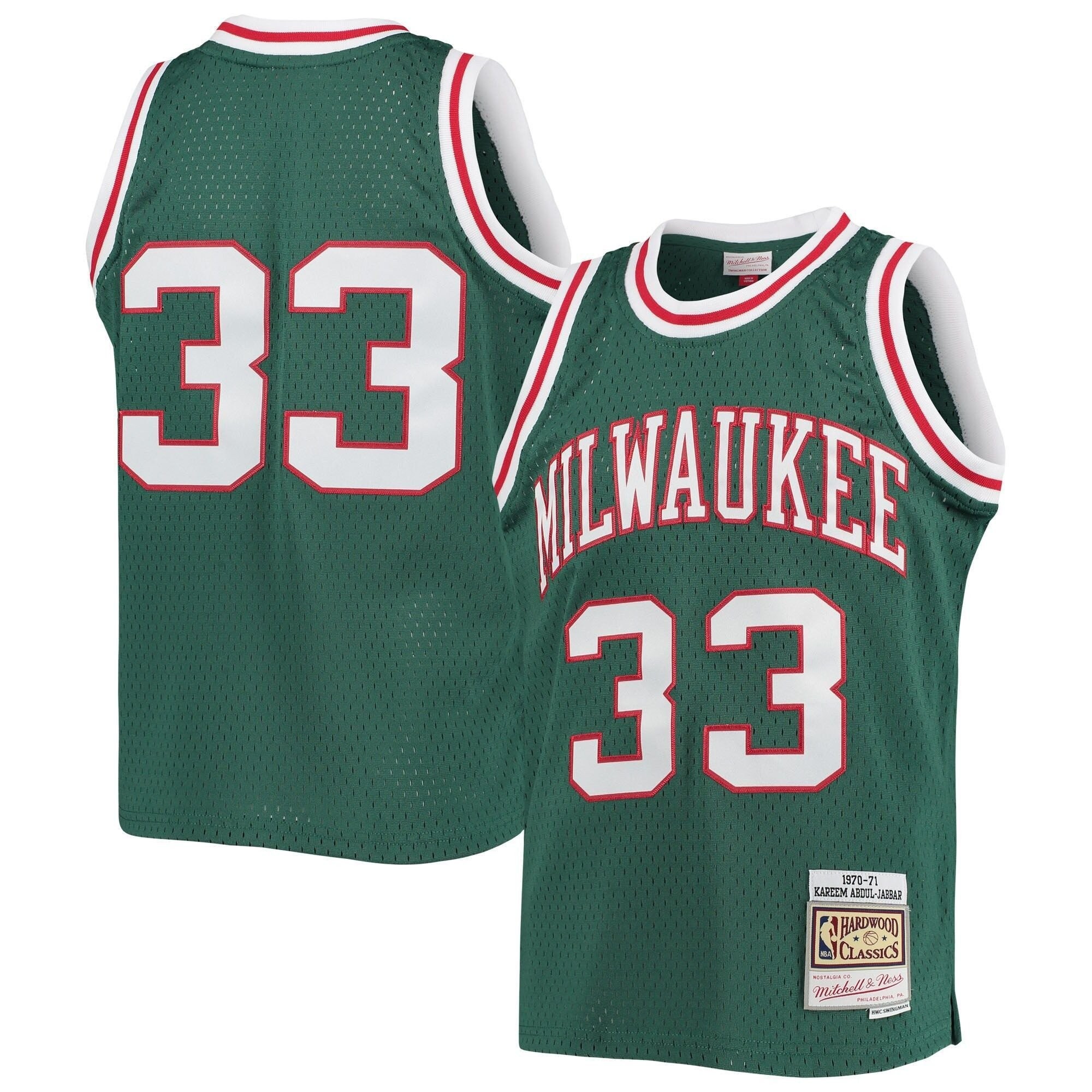 Kareem Abdul-jabbar Milwaukee Bucks Mitchell Ness Youth 1970-71 Hardwood Classics Swingman Jersey - Green