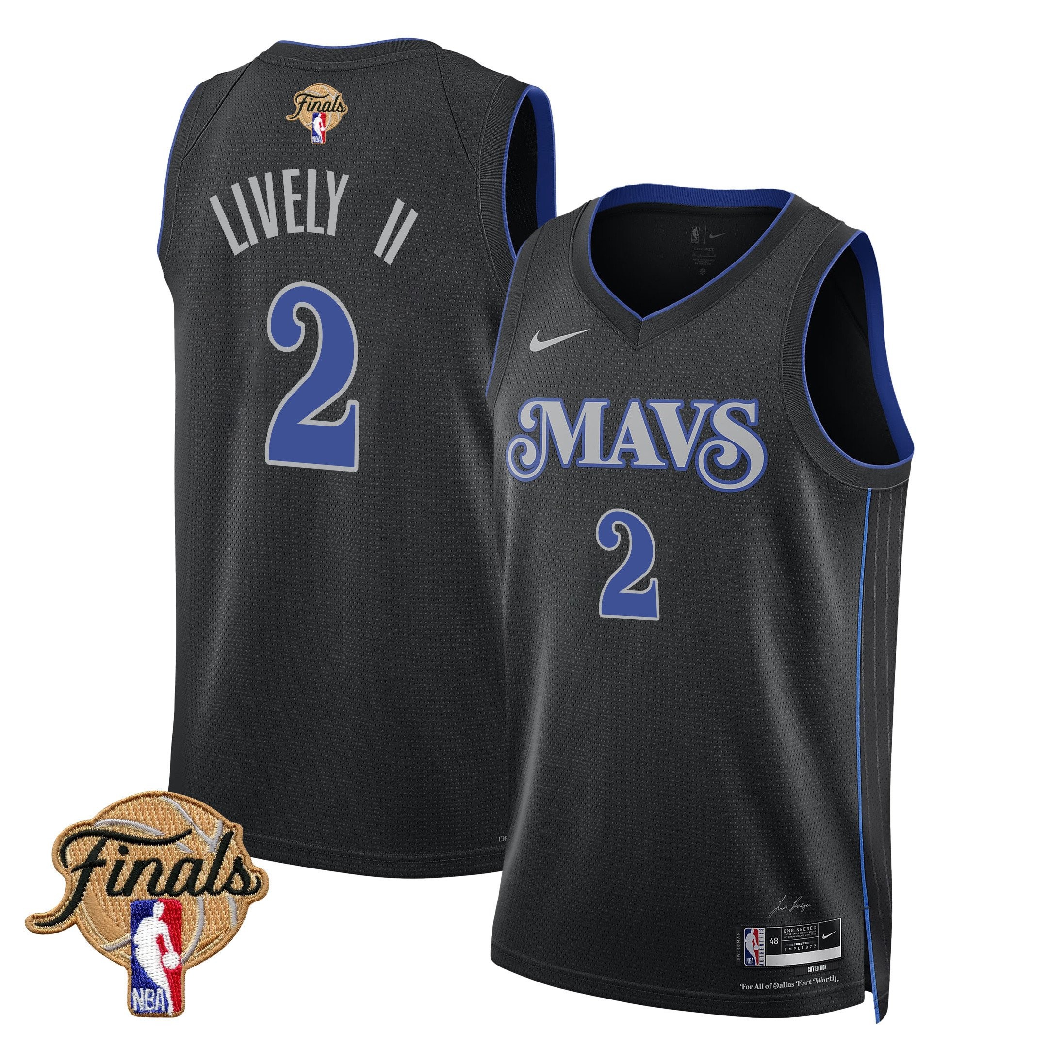 Dereck Lively II Dallas Mavericks 2024 Finals Patch Swingman Jersey City Edition Black