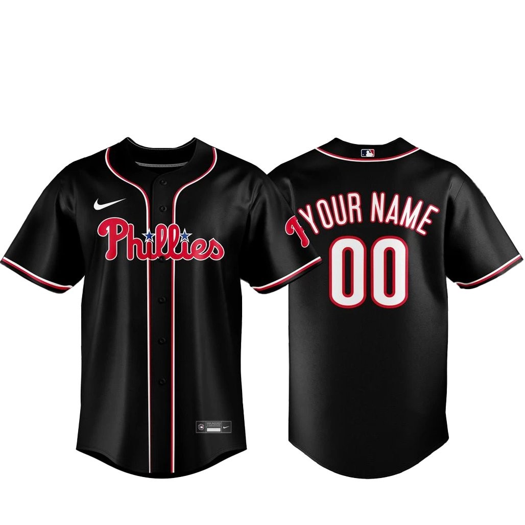 Custom Name and Number Philadelphia Phillies Black Out 2026 Baseball Jersey