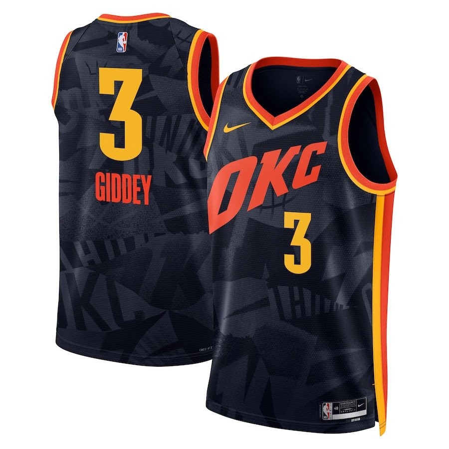 Josh Giddey 3 Oklahoma City Thunder 2023/24 City Edition Swingman Jersey Navy