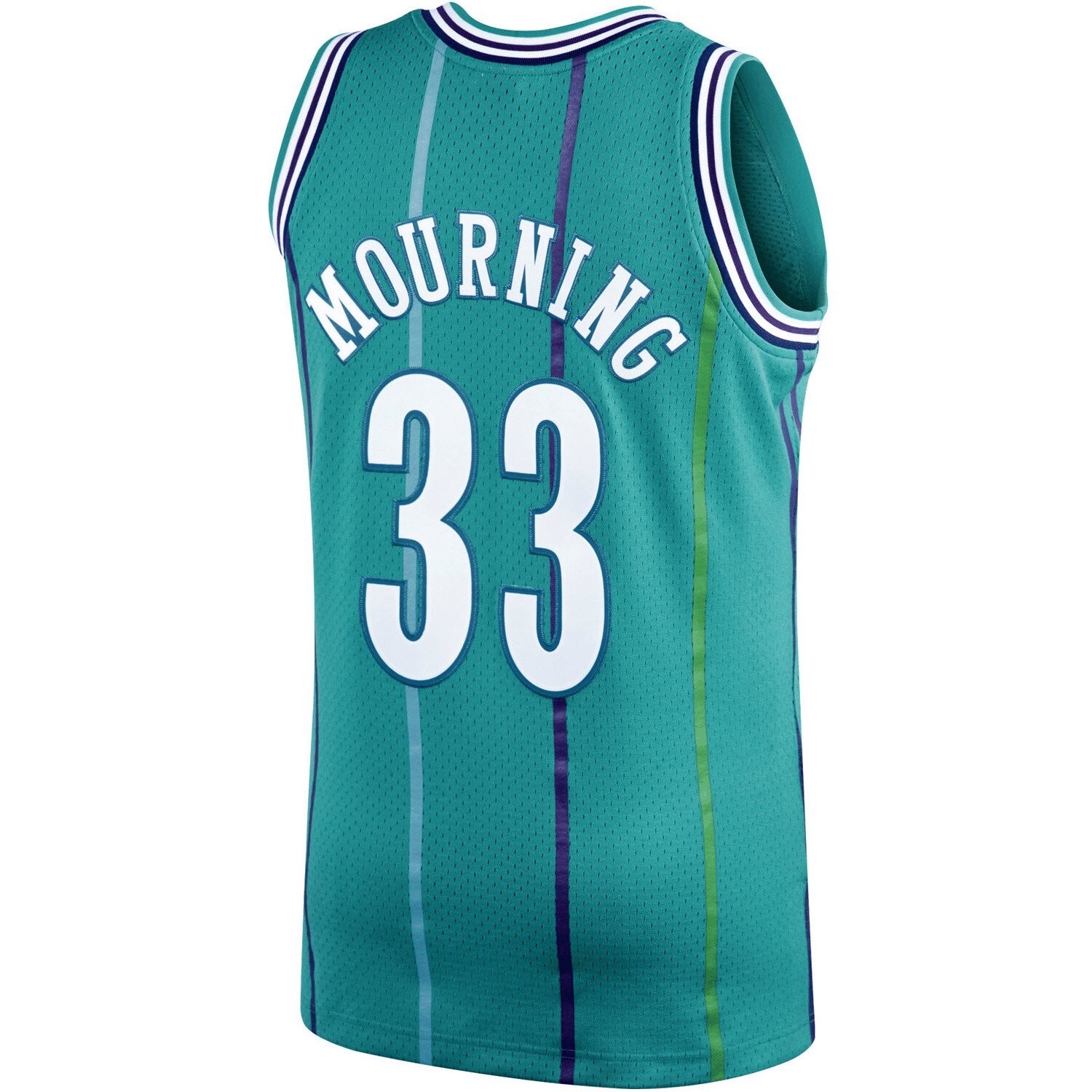 Alonzo Mourning Charlotte Hornets Mitchell & Ness 1992-93 Hardwood Classics Swingman Player Jersey - Teal Jersey - Image 3