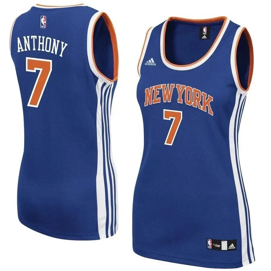 Carmelo Anthony New York Knicks Women's Road Jersey Royal Blue Multi Color - Adult Sizes S-3XL
