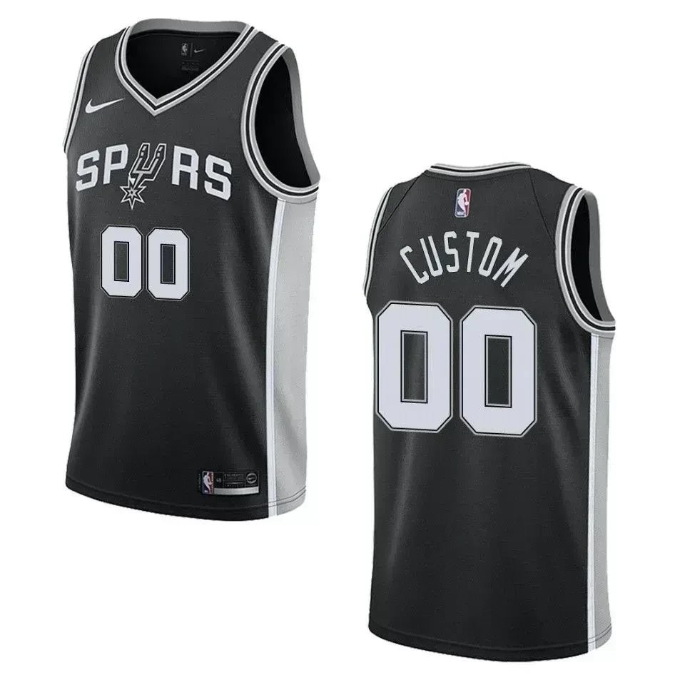 Men's San Antonio Spurs 00 Custom Icon Swingman Jersey Black