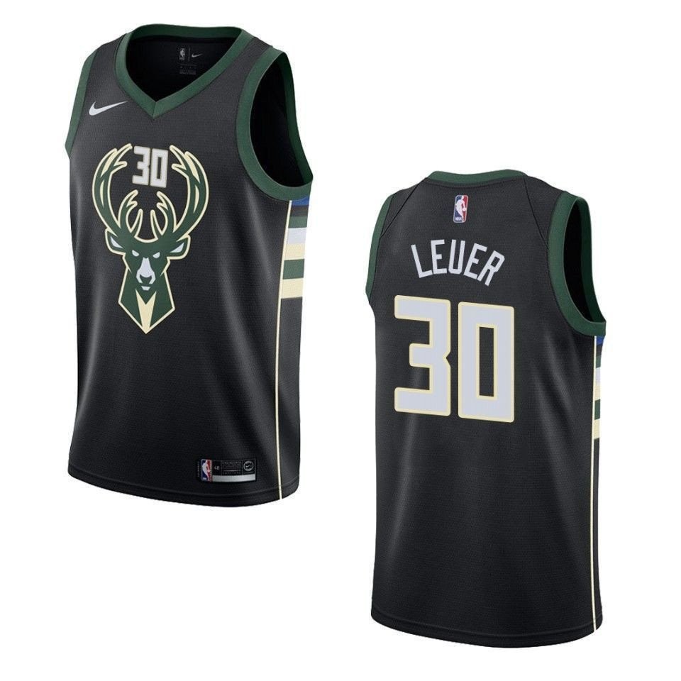 Men's Milwaukee Bucks 30 Jon Leuer Statement Swingman Jersey Black