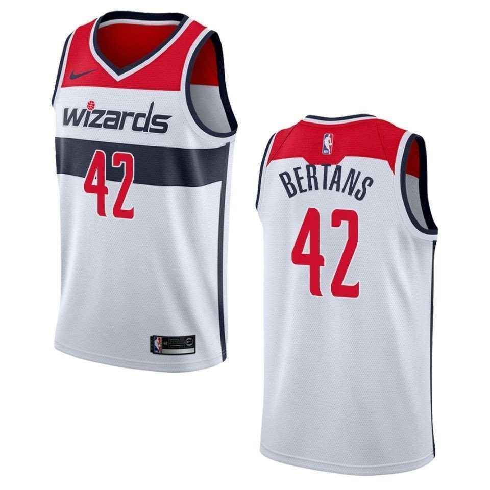 Men's Washington Wizards 42 Davis Bertans Association Swingman Jersey White