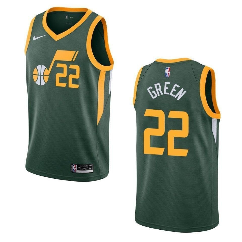 Men's Utah Jazz Jeff Green #22 Earned Swingman Jersey Green Multi Color