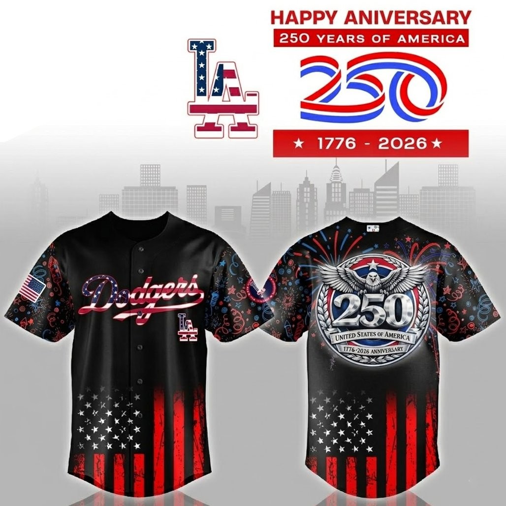 Los Angeles Dodgers Happy Anniversary 250 Years of USA Baseball Jersey