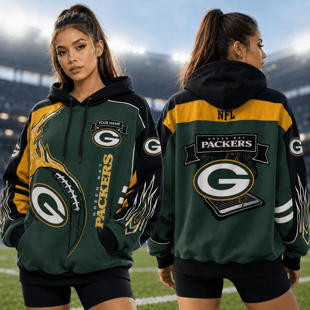 Musemora - Unisex Green Bay Packers Hoodie - Game Day Football