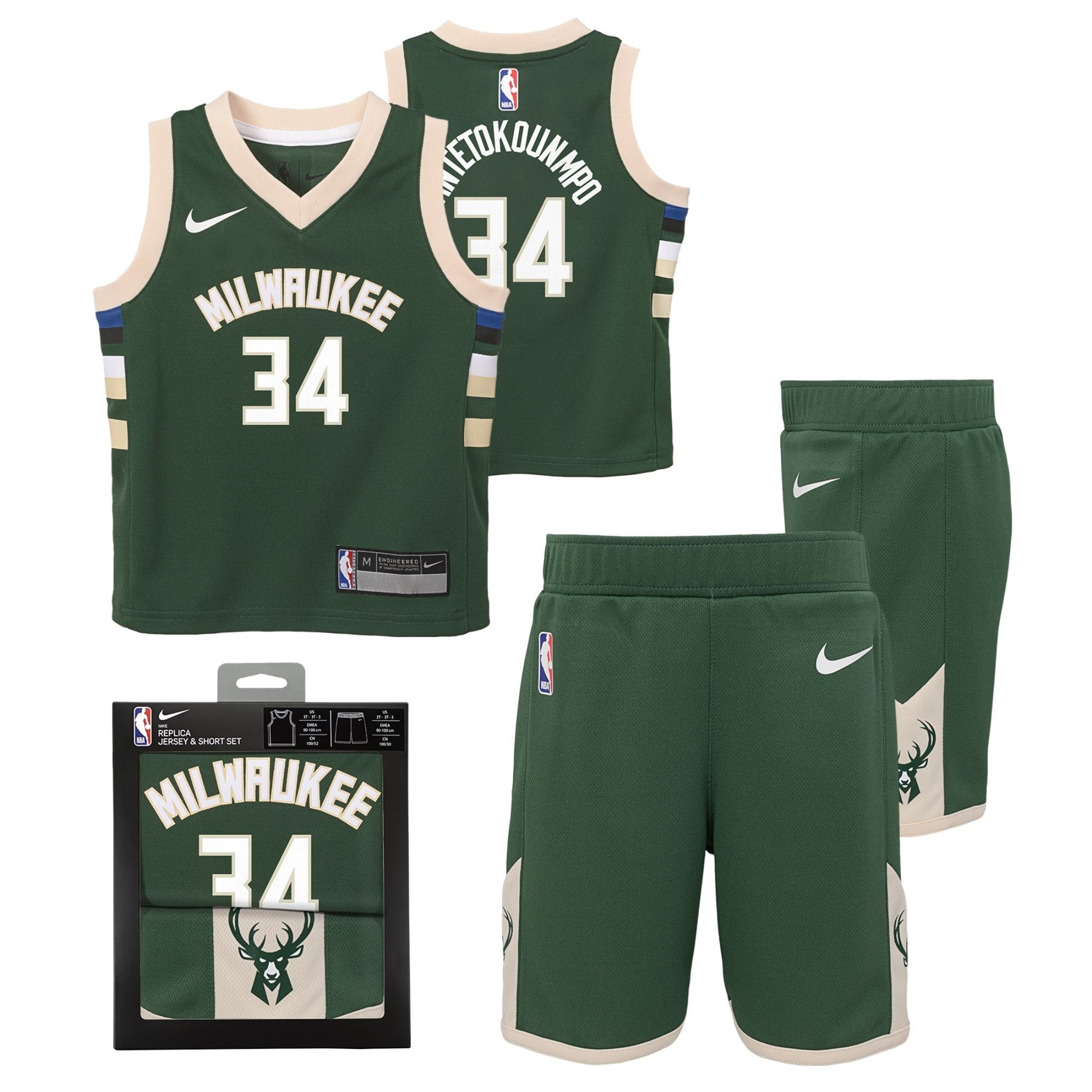 Milwaukee Bucks Icon Jersey Box Set Giannis Antetokounmpo Toddler Multicolor 100% Polyester