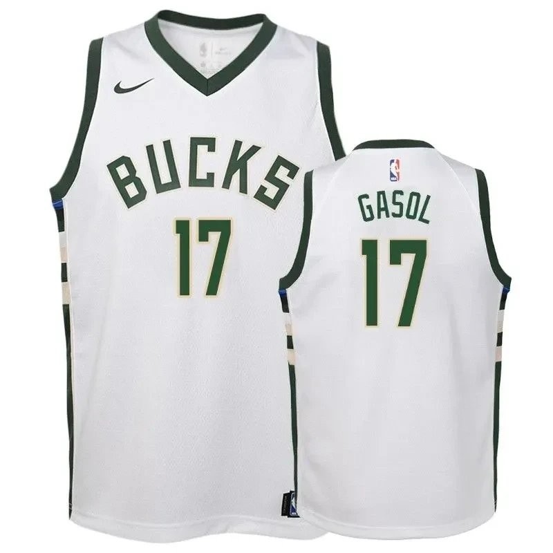 Youth Pau Gasol 17 Association White Milwaukee Bucks Jersey - Unisex