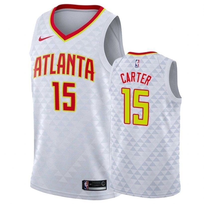 Men's Vince Carter Hawks #15 Association White Basketball Jersey