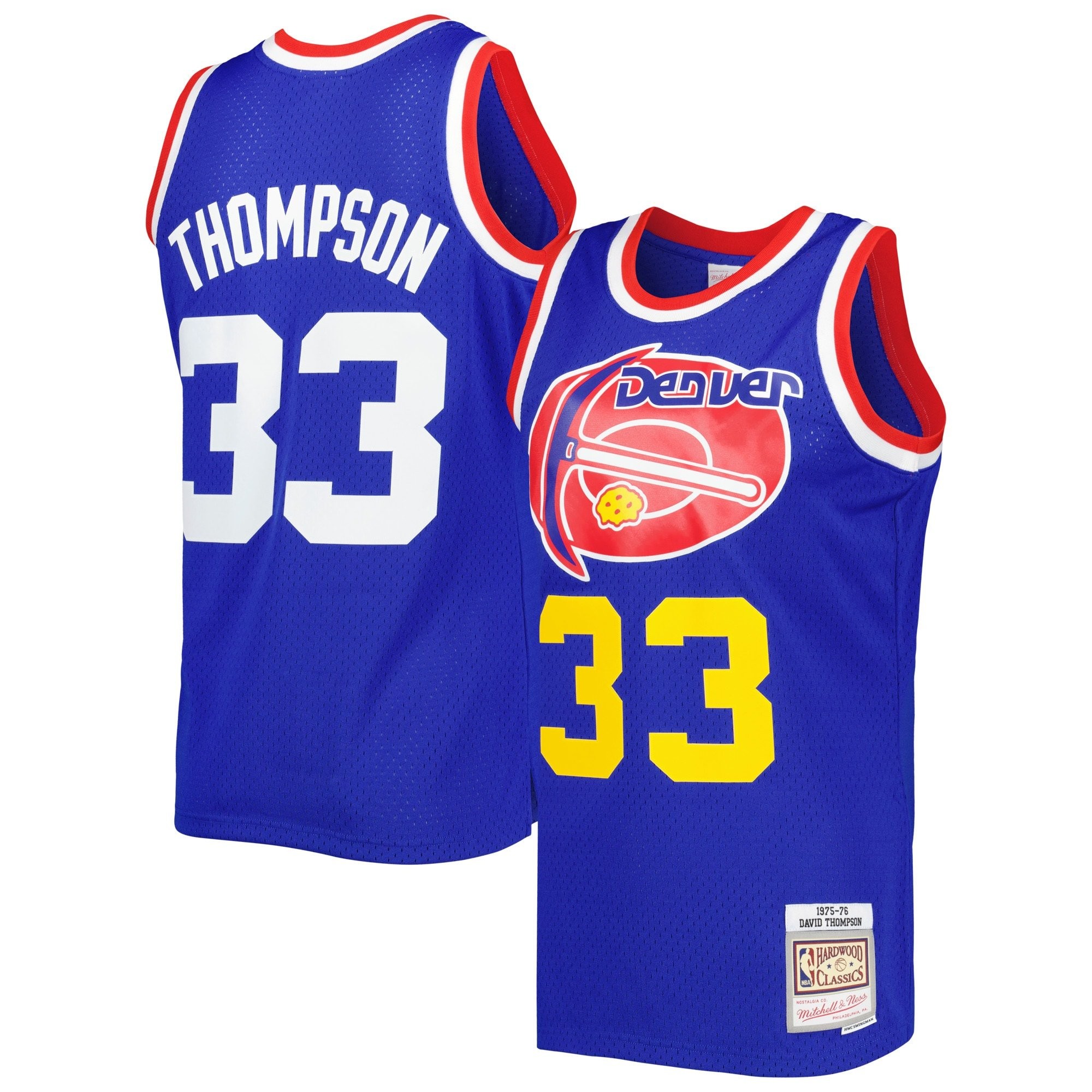 Men's Mitchell & Ness David Thompson Royal 1975/76 Hardwood Classics Swingman Jersey