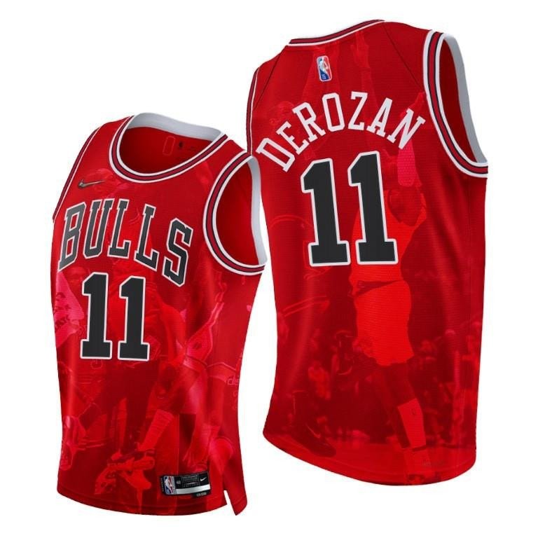 DeMar DeRozan Bulls 75th Diamond Clutch Shot Red Jersey - Men Jersey
