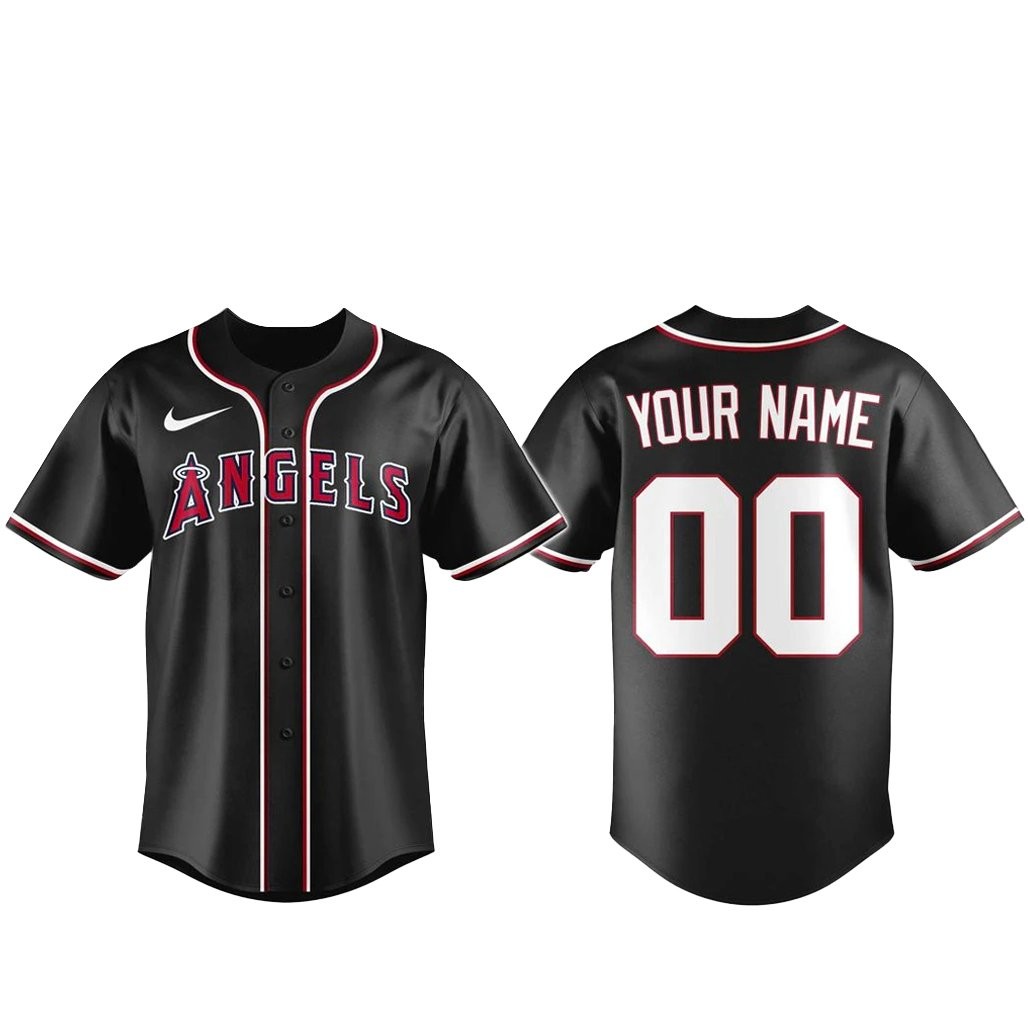 Custom Name and Number Los Angeles Angels Blackout Built For The Night 2026 Baseball Jersey