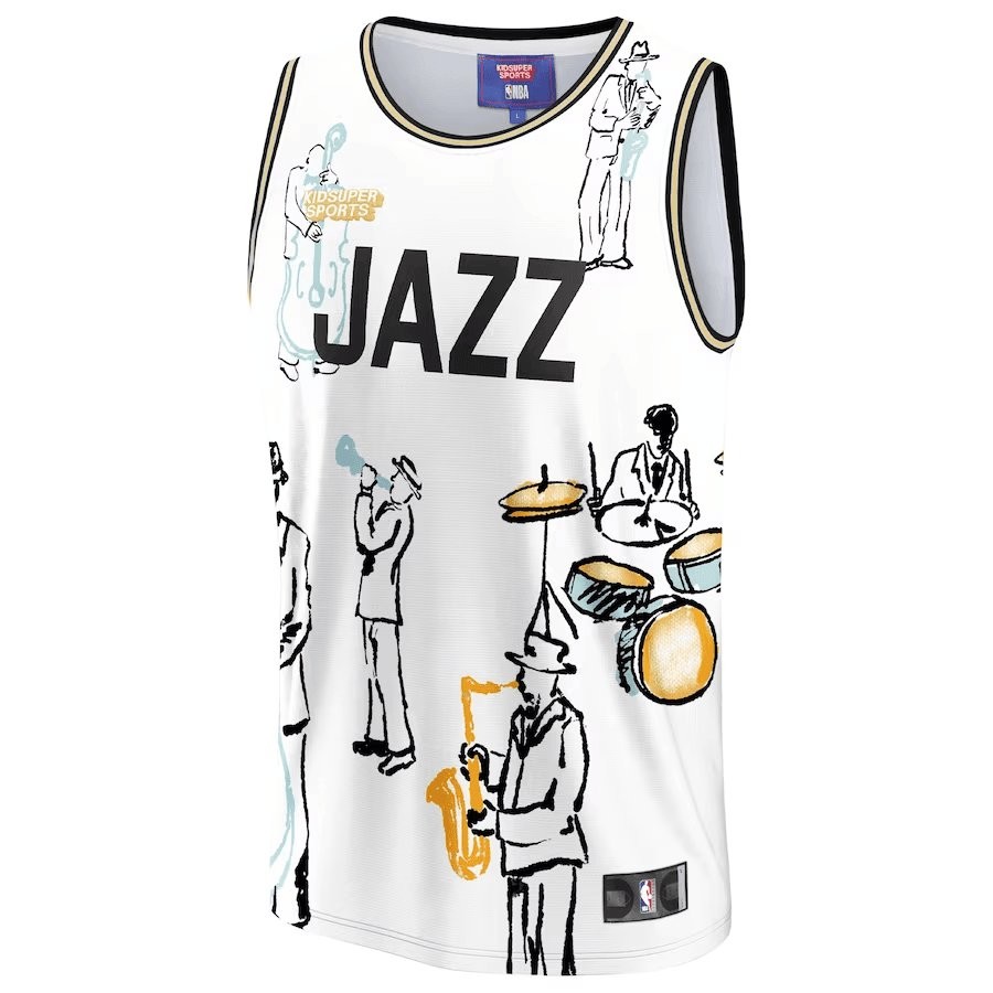 Utah Jazz NBA & KidSuper Studios Unisex Hometown Jersey - White - Image 2