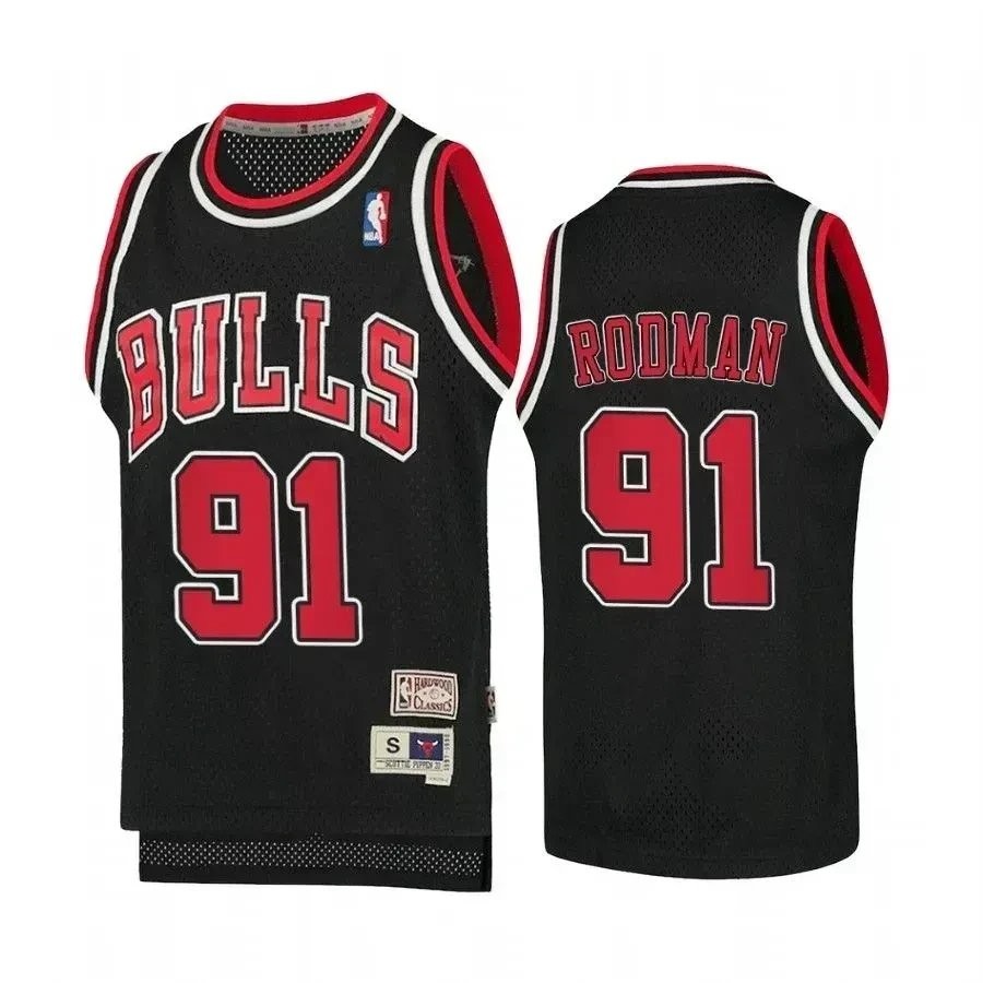 Youth Dennis Rodman Chicago Bulls Hardwood Classics Jersey Black Multicolor