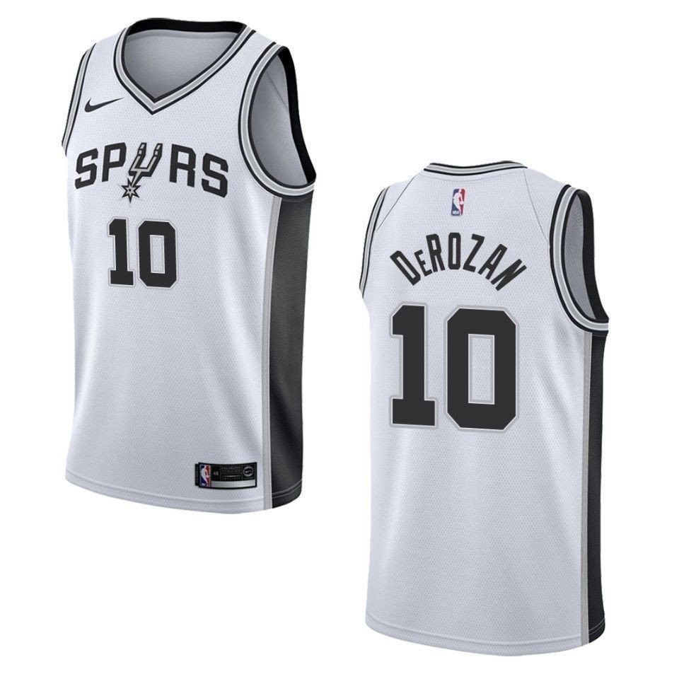 Men's San Antonio Spurs 10 Demar Derozan Association Swingman Jersey White
