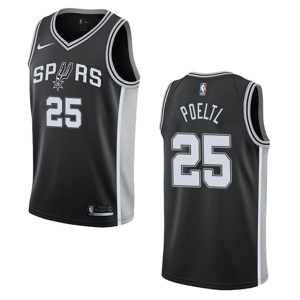 Men's San Antonio Spurs Jakob Poeltl 25 Icon Swingman Jersey Black