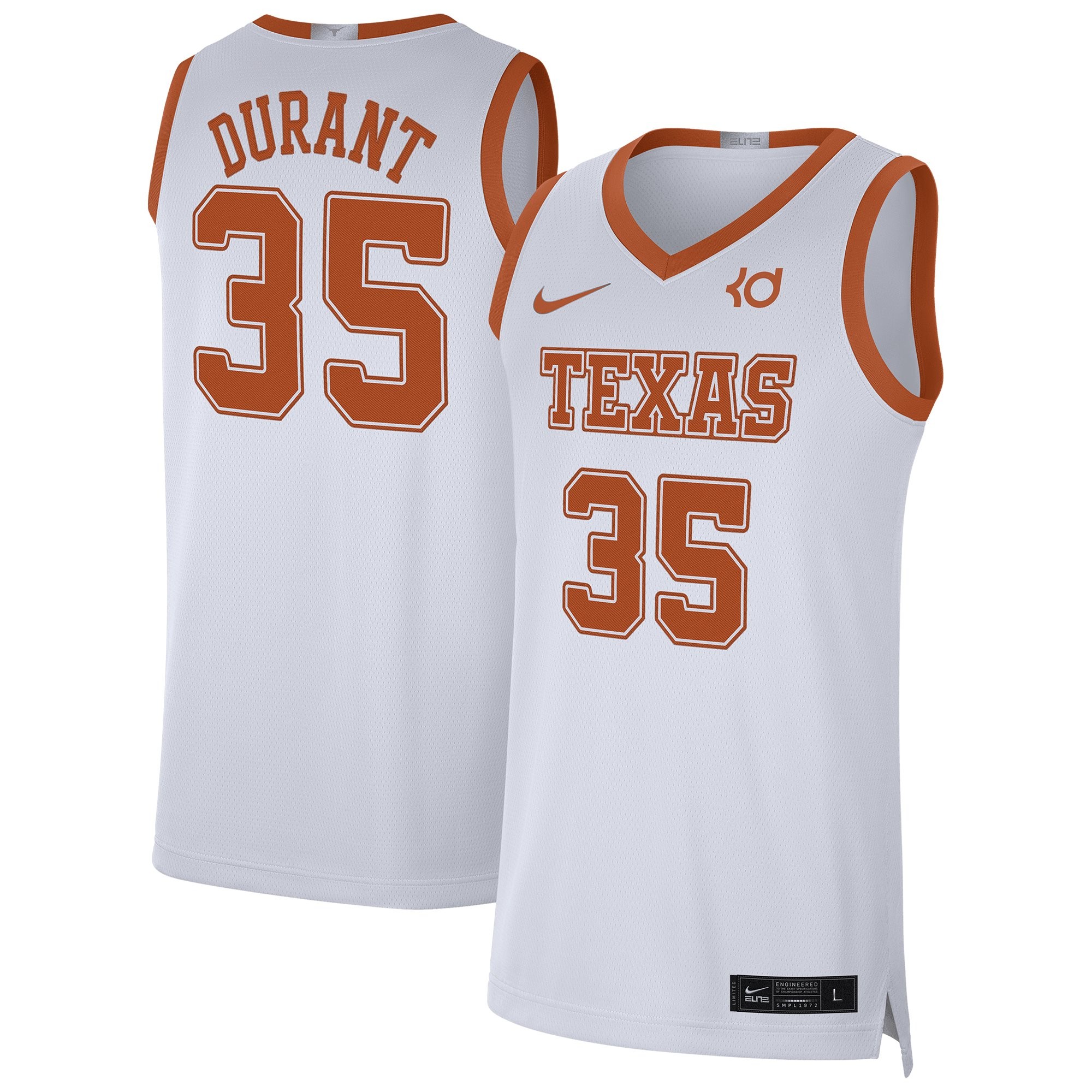 Texas Longhorns NCAA College Basketball Jersey Kevin Durant Mens Multicolor