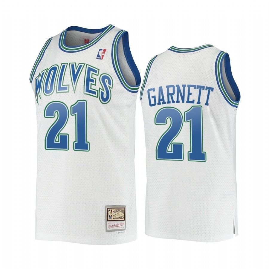 Men's Kevin Garnett 21 Minnesota Timberwolves Hardwood Classics Jersey White