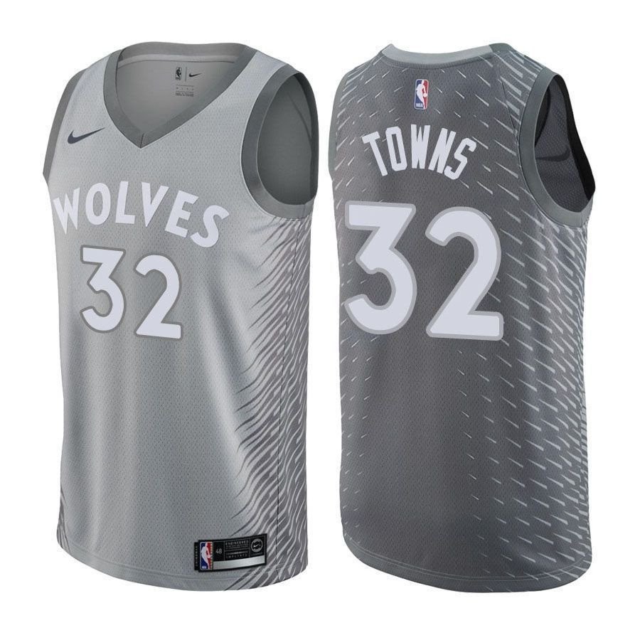 Timberwolves Karl-Anthony Towns #32 City Edition Gray Jersey Unisex