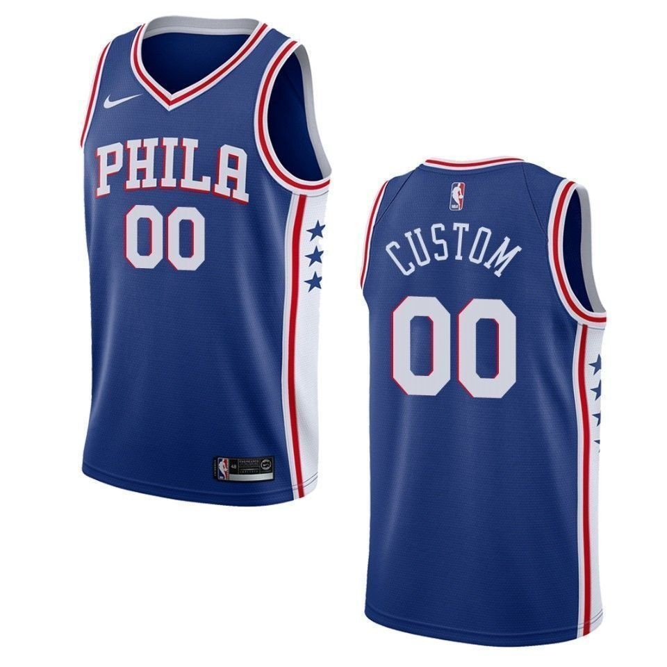 Men's Philadelphia 76ers 00 Custom Icon Swingman Jersey Blue