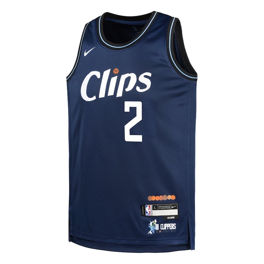 Kawhi Leonard 2 LA Clippers 2023/24 City Edition Swingman Youth Jersey Navy - Image 2