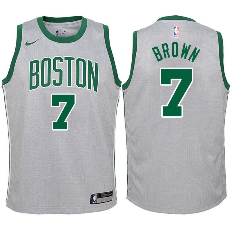 Youth Boston Celtics 7 Jaylen Brown Gray Swingman Jersey-City Edition Jersey