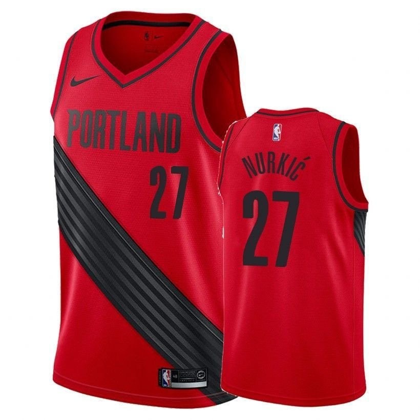 Men's Jusuf Nurkic #27 State Red Multicolor Basketball Jersey S-3XL