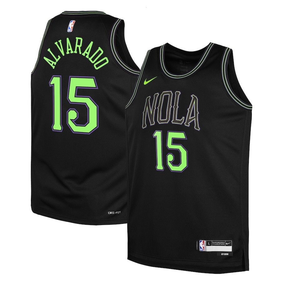 Jose Alvarado 15 New Orleans Pelicans 2023/24 City Edition Swingman Youth Jersey Black