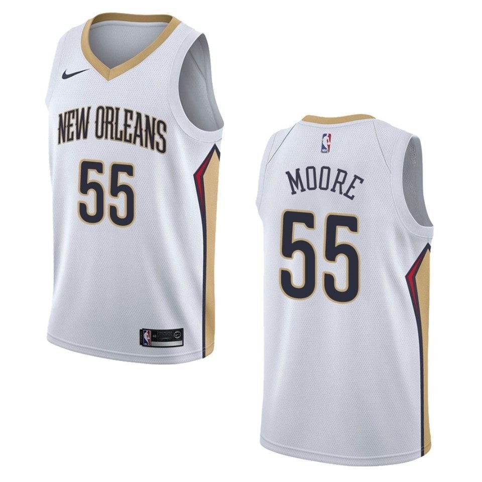 Men's New Orleans Pelicans E'twaun Moore #55 Association Swingman Jersey White