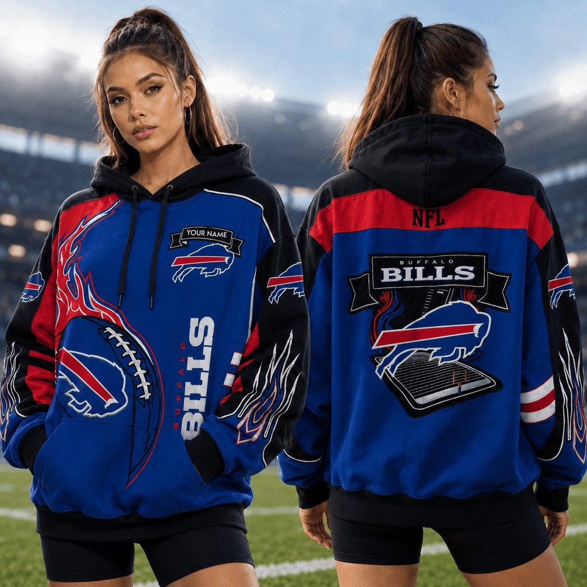 Musemora - Women's Buffalo Bills Hoodie - Game Day Football