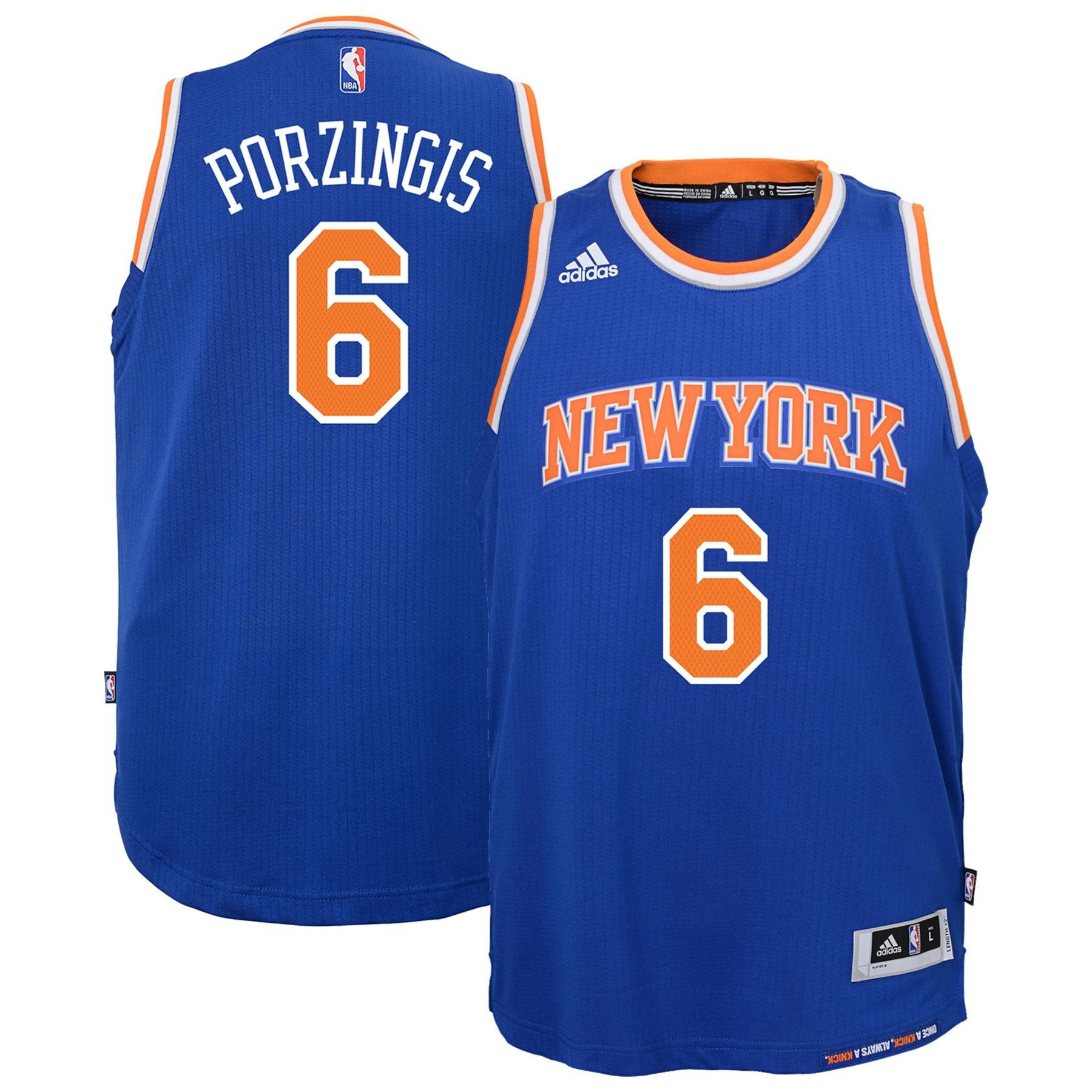 Kristaps Porzingis New York Knicks Youth Road 2014-2015 Swingman Jersey - Blue - Image 4