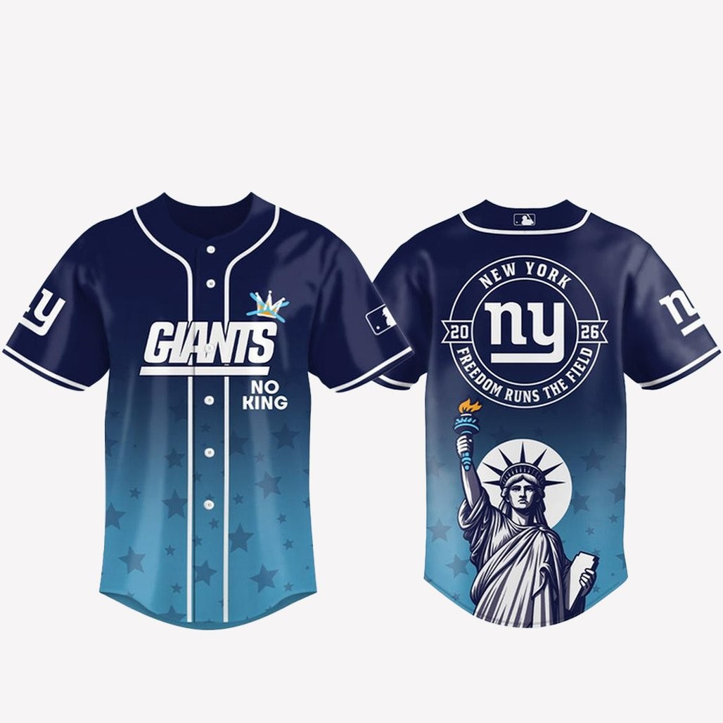 New York Giants 2026 No Kings Freedom Runs The Field Baseball Jersey
