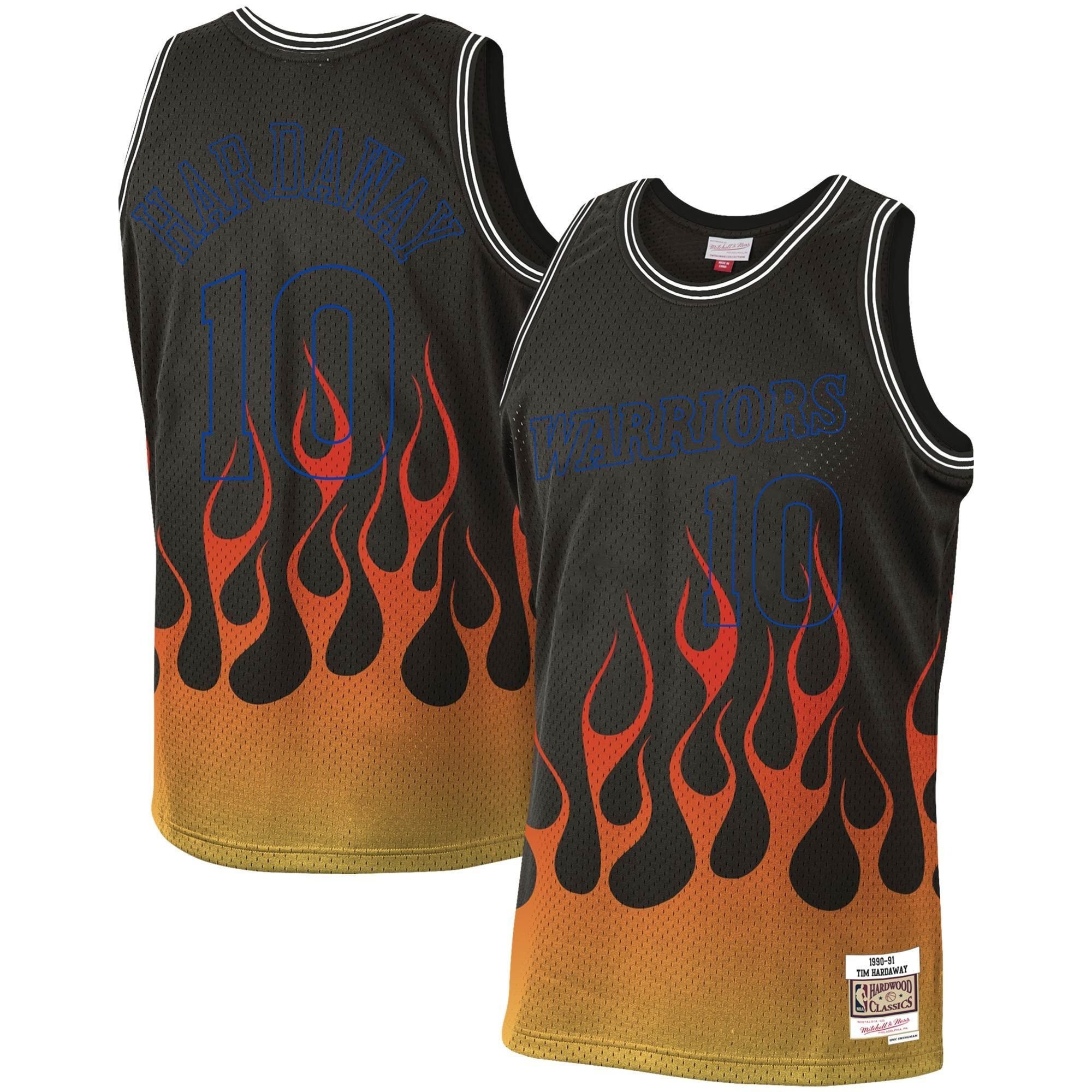 Tim Hardaway Golden State Warriors Mitchell Ness 1990-91 Hardwood Classics Flames Swingman Jersey ??Black