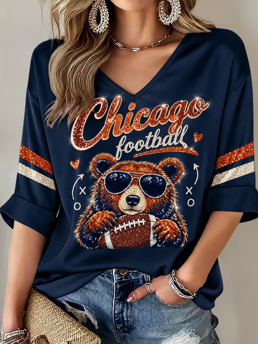 Musemora - Unisex Chicago Bears Long Sleeve Shirt - Game Day Football