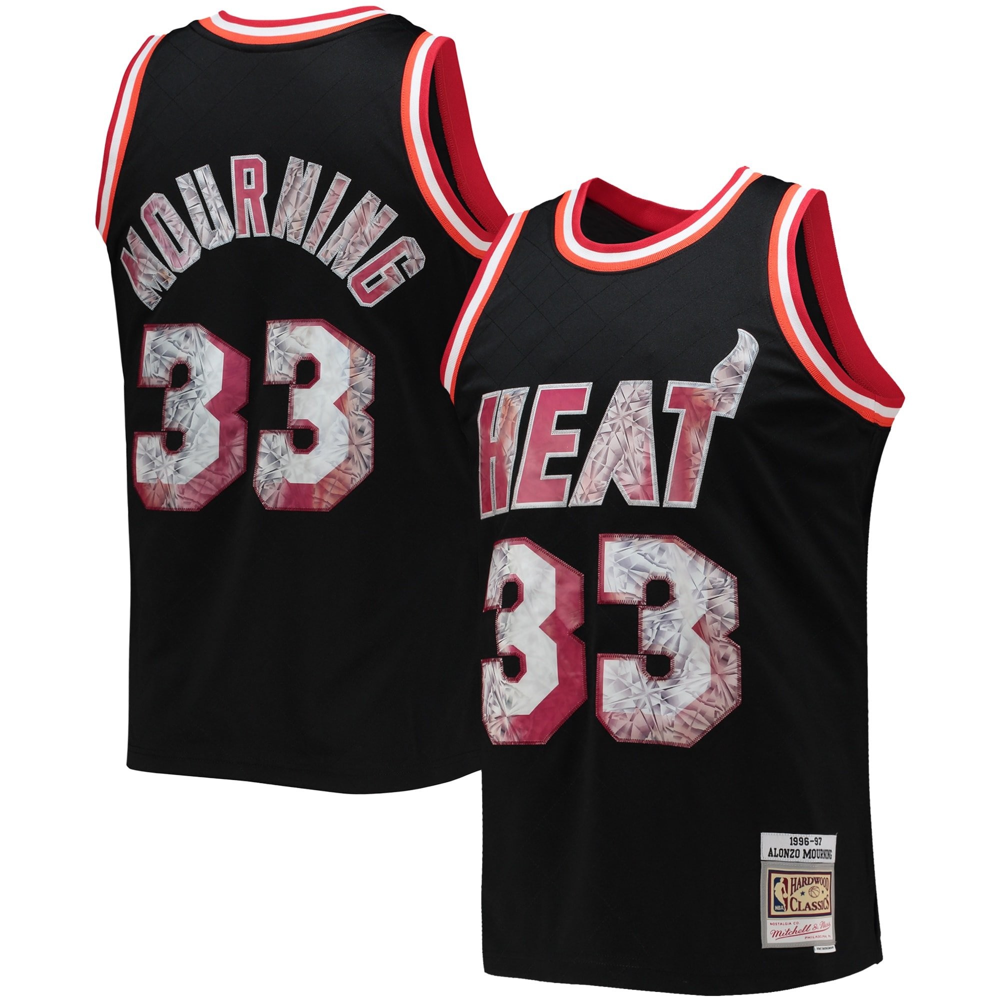 Men's Mitchell & Ness Alonzo Mourning Black Miami Heat 1996/97 Hardwood Classics NBA Jersey
