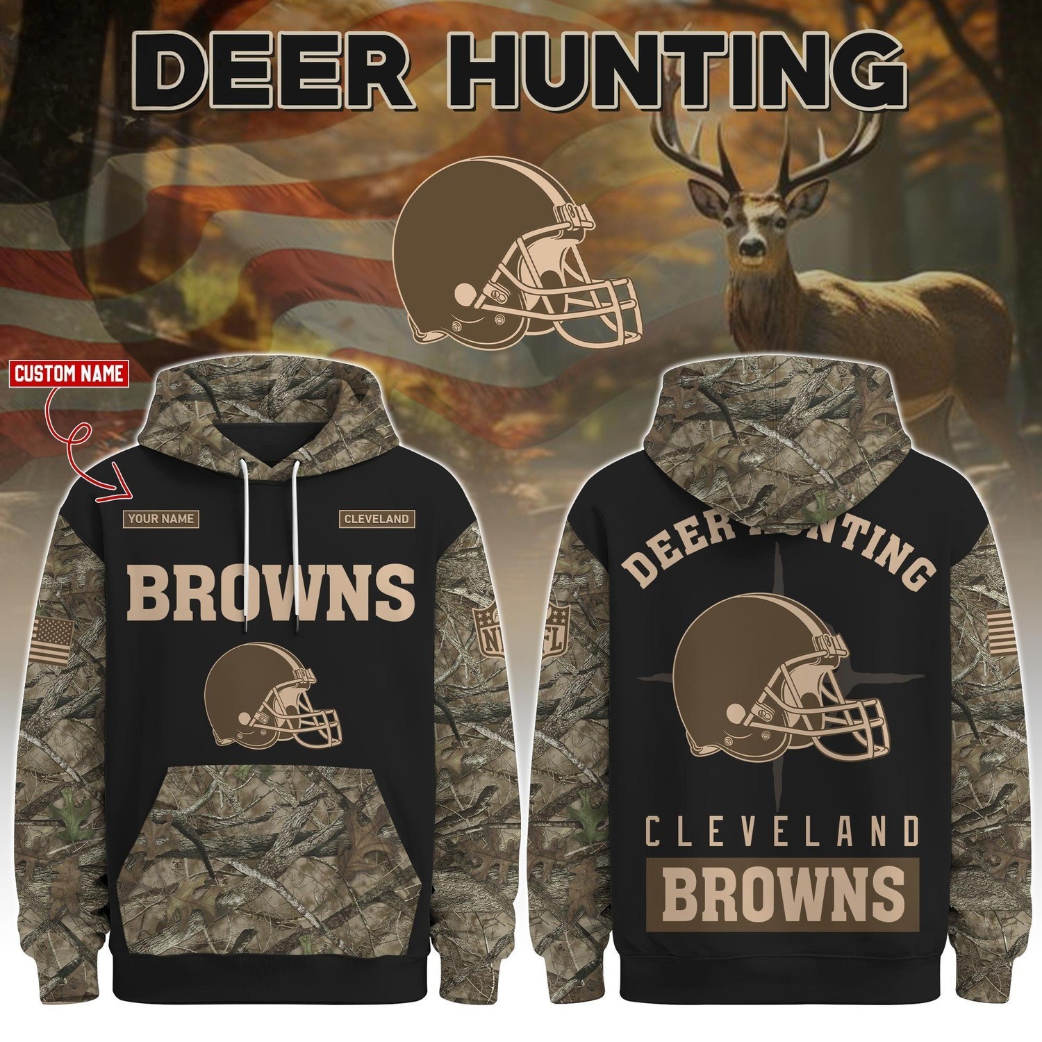 Musemora - Men's Cleveland Browns Hoodie - Game Day
