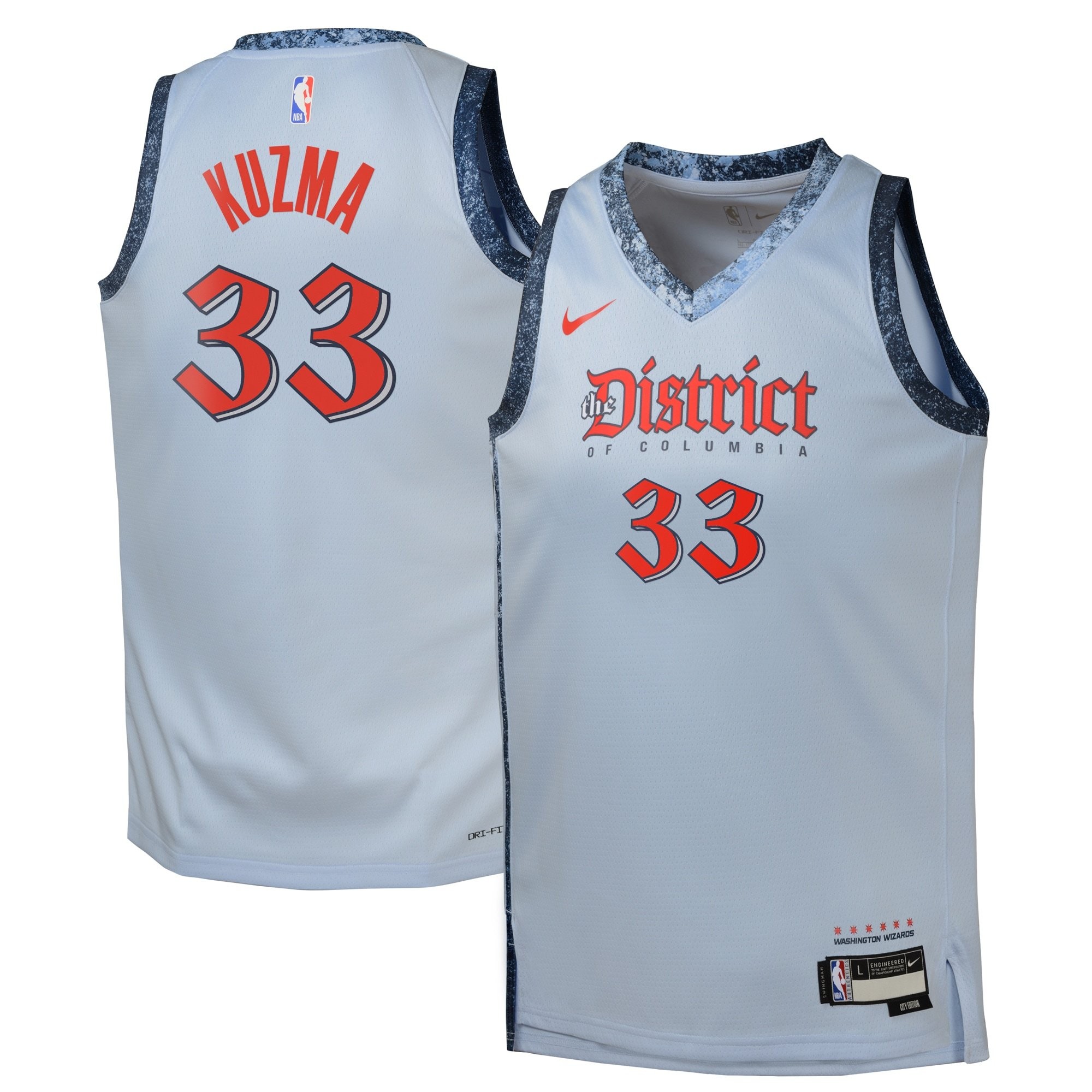 Washington Wizards City Edition Swingman Jersey 2024 Blue Kyle Kuzma Youth S-3XL