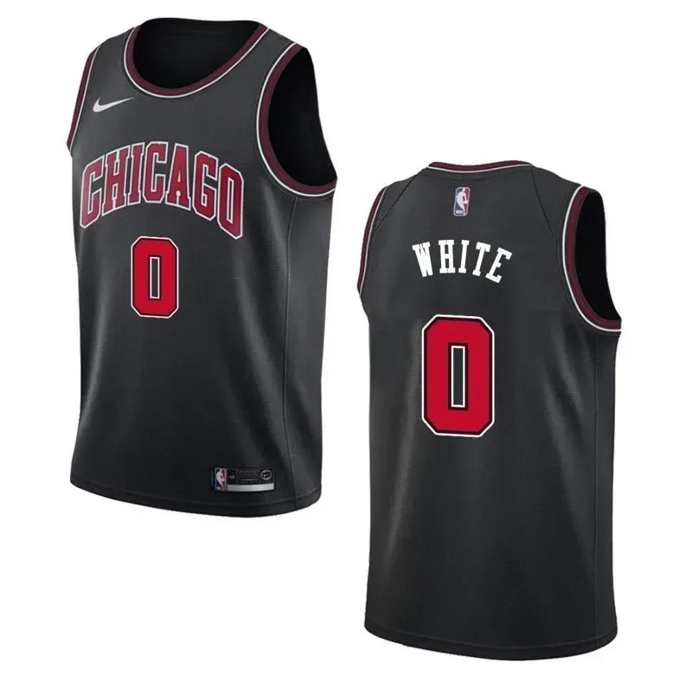 Men's Chicago Bulls 0 Coby White Statement Swingman Jersey - Black