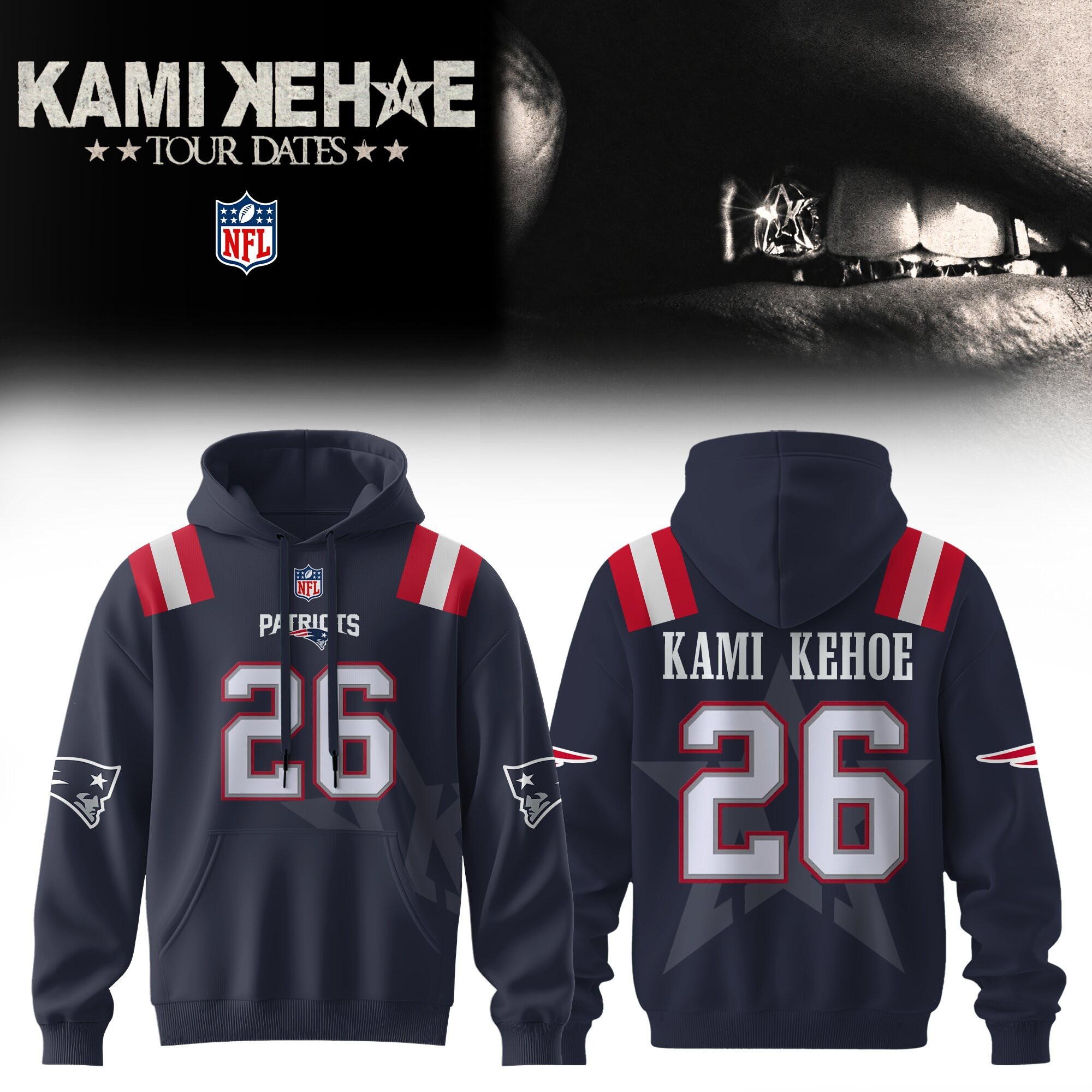 Musemora - Men's New England Patriots Hoodie - Football