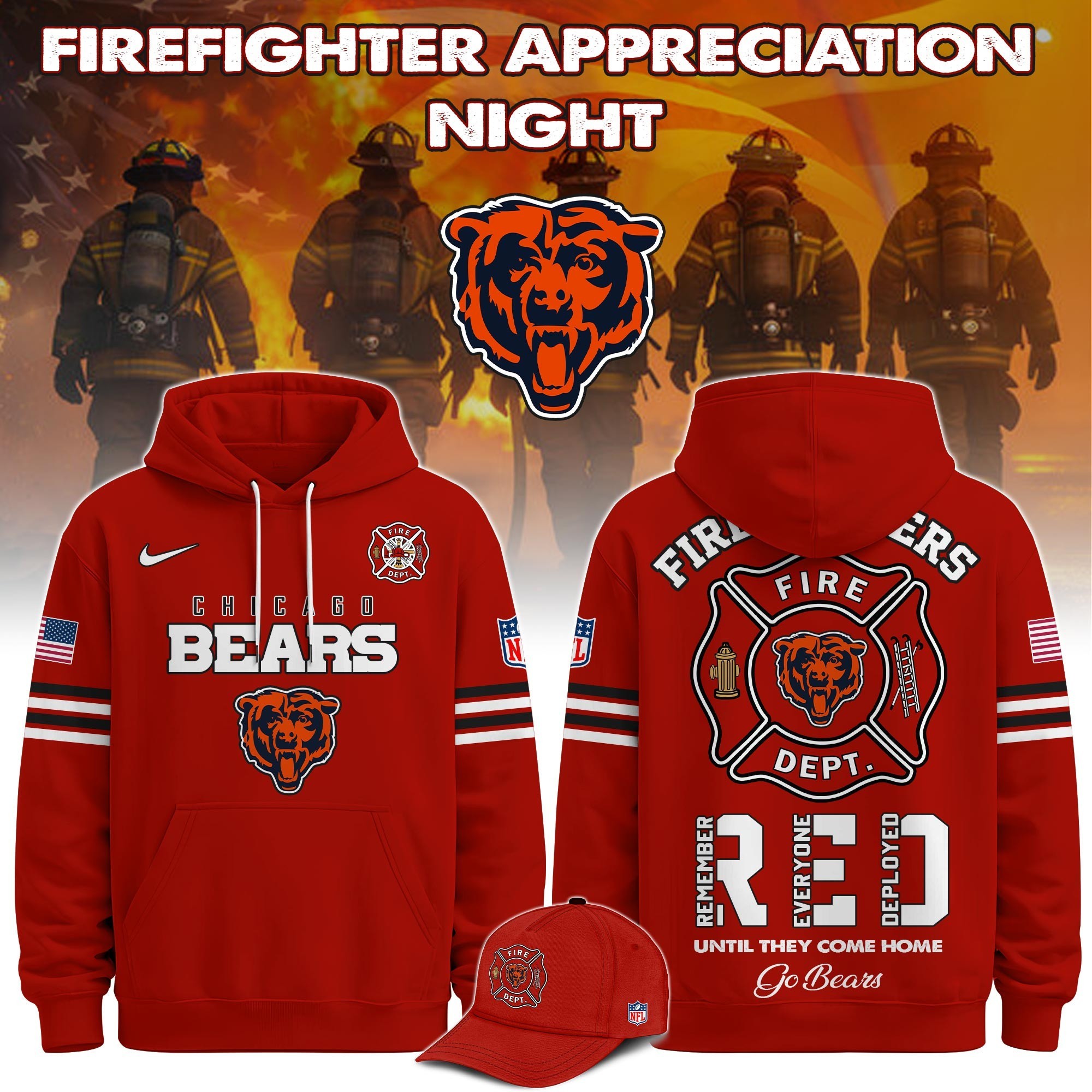 Musemora - Unisex Chicago Bears Hoodie - Game Day Football