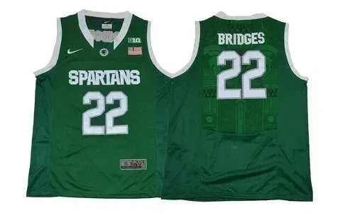 Men's Michigan State Spartans Miles Bridges #22 Basketball Jersey Green