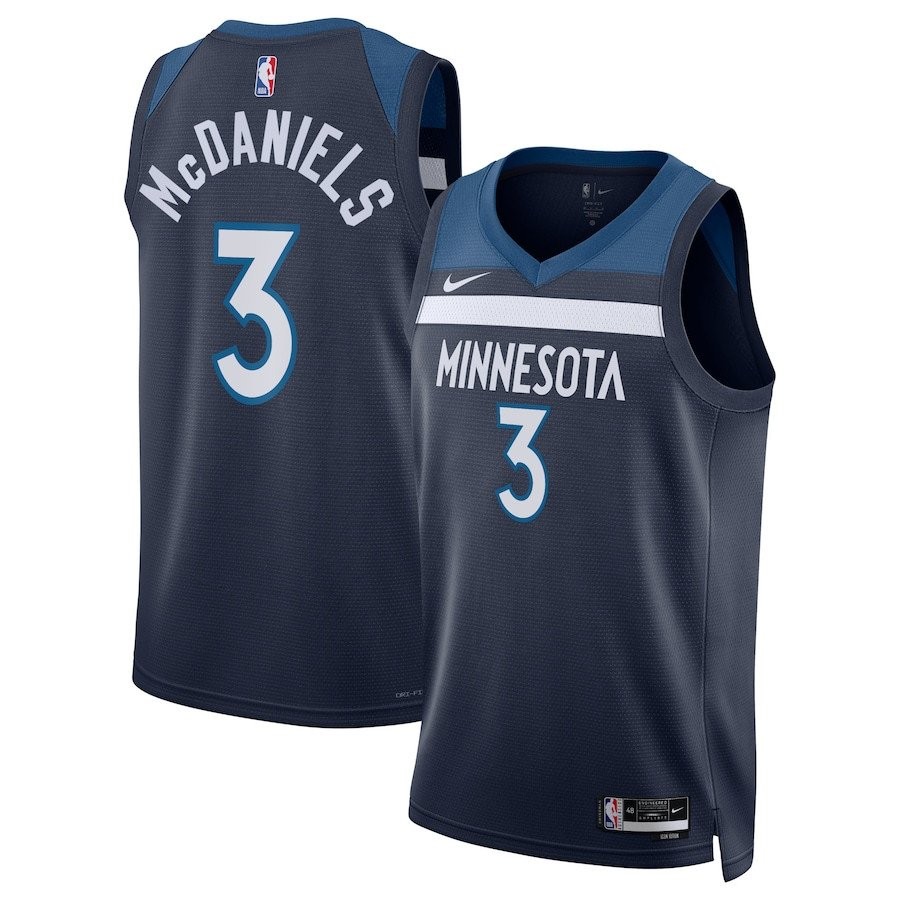 Jaden McDaniels Minnesota Timberwolves Unisex Swingman Jersey Icon Edition Navy