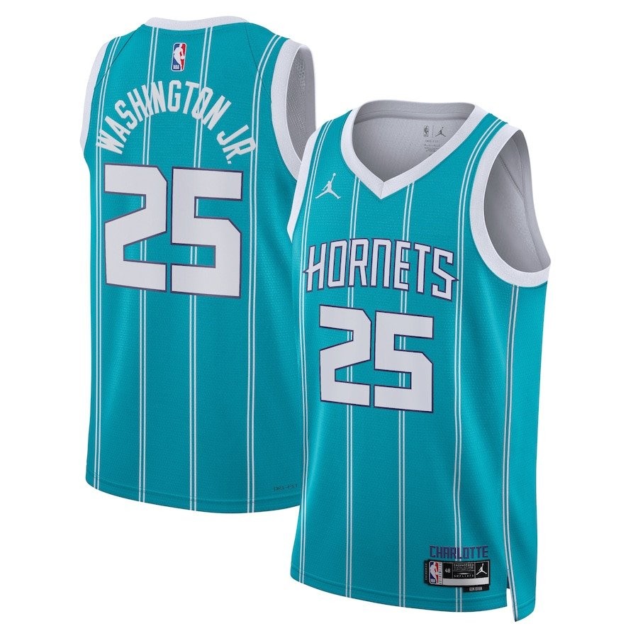 P.J. Washington Jr. 25 Charlotte Hornets Unisex Swingman Jersey Icon Edition Teal