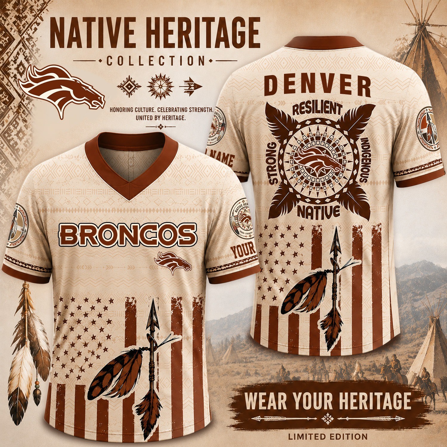 Musemora - Unisex Denver Broncos T-Jersey Shirt - Football