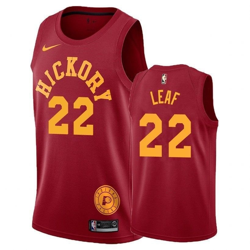 Men's T.J. Leaf #22 Pacers Hardwood Classics Red Jersey
