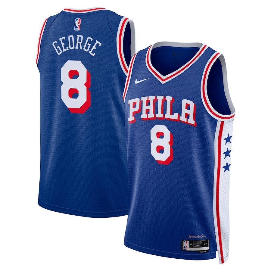 Paul George 8 Philadelphia 76ers Unisex 2024 Offseason Swingman Jersey Royal Multicolor